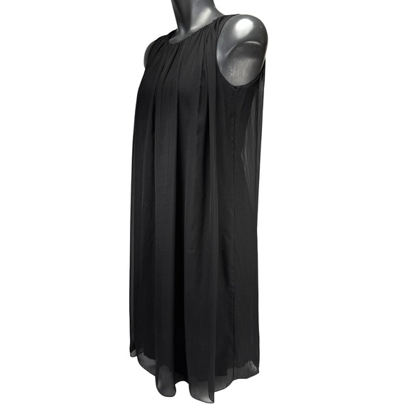 TARA JARMON 100% Silk Sleeveless Shift Black Dress Size 40 - Picture 2 of 9